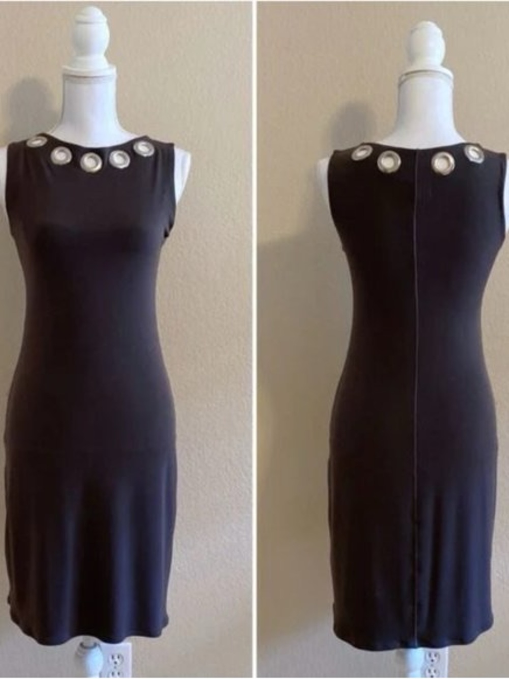 Eva Varro Sleeveless Black Sheath Dress with Grommets